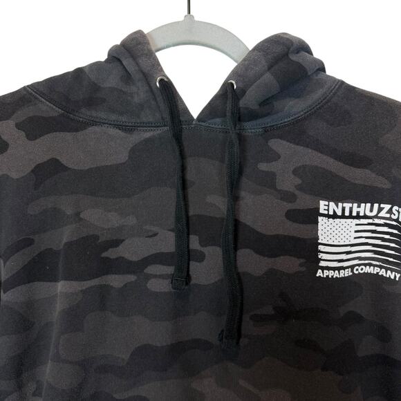 Enthuzst Hoodie Mens XL Gray Camouflage American Flag Logo Fleece Streetwear - Picture 5 of 11